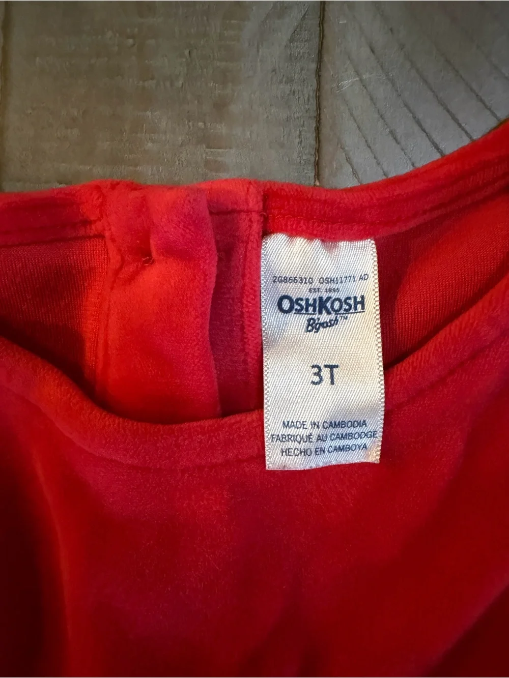 OshKosh B'gosh Red Velvet Dress with Gold Bow
